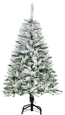 Produktbild von Künstlicher Weihnachtsbaum 120 cm Schnee mit Metallständer HOMCOM Grün