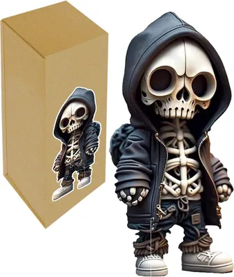 Produktbild von Mini Skelett Figuren, kleine Skull Skulpturen, 3 Stück, für Dekoration, für Halloween
