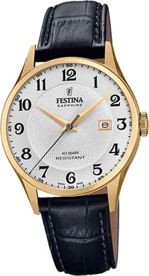Produktbild von Festina Leder Herren Uhr F20010/1 Armband-Uhr schwarz Swiss Made D2UF20010/1