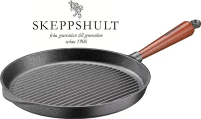 Produktbild von Skeppshult Gusseisen Grillpfanne Ø 25 cm mit Walnussholzgriff