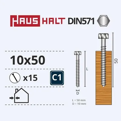 Produktbild von Spanplattenschrauben Din571 10X50 Mm 15 Stk