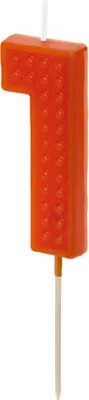 Image de Bougie d'anniversaire chiffre 1, 6 cm, rouge (1 carton / 24 pièces)