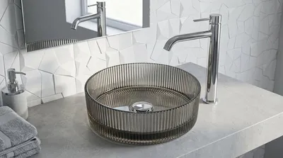 Obrázok produktu pre SAT PURITY umývadlo na dosku Ø 36 cm z dymového skla, s vlnitým povrchom