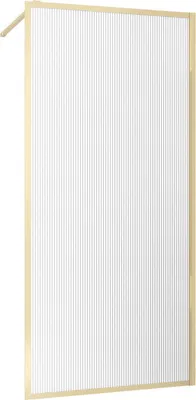 Image de Paroi de Douche Verre Cannelé 6 mm - 120x200 cm - Cadre et Bras Aluminium Or Doré Brossé