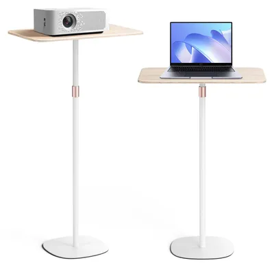 Immagine prodotto di Scrivania regolabile in altezza - Tavolo regolabile per laptop - Altezza regolabile da 46 a 120 cm - Tavolino mobile per letto e divano - Piano in legno rettangolare - Bianco