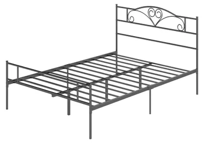 Zdjęcie produktu dla Łóżko HOMCOM 140 x 200 cm ze stali z listwowym stelażem, schowkiem oraz zagłówkiem i podnóżkiem