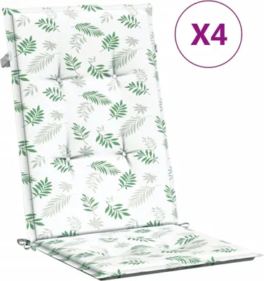 Produktbild von vidaXL Hochlehner-Auflagen 4 Stk. Blattmuster Stoff