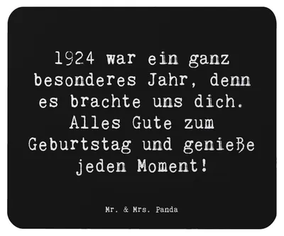 Produktbild von Mr. & Mrs. Panda Mousepad Spruch 1924 Geburtstag - Schwarz - Geschenk, handgefertigte Geschenke, gemeinsame Freude, Mauspad, Happy Birthday, Geburtstagsfreude, laptop