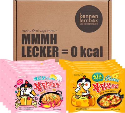 Produktbild von Kennenlernbox 10er Ramen Box | Samyang Hot Chicken Ramen Combo | 5er Pack Carbonara & 5er Pack Käse