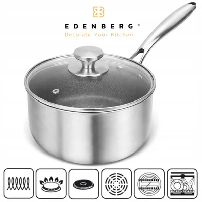Produktbild von EDENBERG Stieltopf mit Deckel, 16cm, 1.5L, Wabenstruktur, Induktion