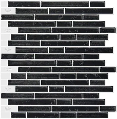 Immagine prodotto di Piastrelle autoadesive per pareti e bagno, 10 pezzi, nero, 30 x 30 cm