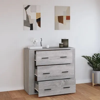 Produktbild von The Living Store Sideboard Grau Sonoma 80x33x70 cm Holzwerkstoff