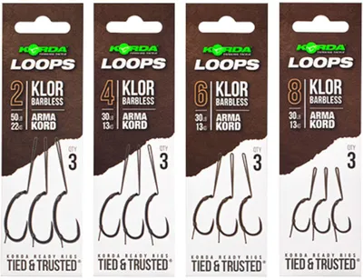 Produktbild von Korda Loop Rigs Klor Barbless - 3 Karpfenmontagen, Größe:4