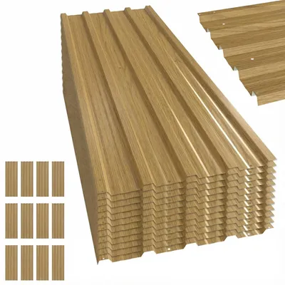 Obrázek produktu pro Střešní desky – pozinkovaná ocel – sada 12 kusů – 129 x 45 cm – odolné proti povětrnostním vlivům a korozi – hnědé