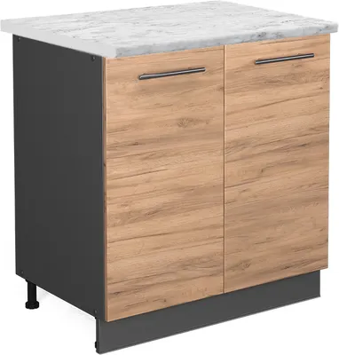 Produktbild von Spülenunterschrank Vicco Fame-Line Goldkraft Eiche 80 cm mit Regal, AP Marmor, Model 46265