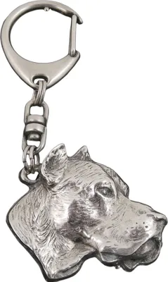 Zdjęcie produktu dla Dog argentyński, Dogo Argentino - posrebrzany brelok do kluczy z psem, ozdoba torebki, zawieszka do plecaka marki Art-Dog