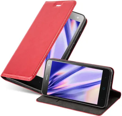 Obrázok produktu pre Cadorabo puzdro pre ZTE Blade L3 ochranné puzdro v červenej farbe puzdro na mobilný telefón kryt magnetické zatváranie