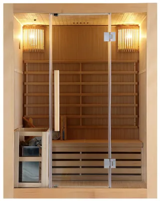 Produktbild von Sauna RIGA für 3 Personen, 150x120x190 cm, aus HEMLOCK, inklusive Saunaofen