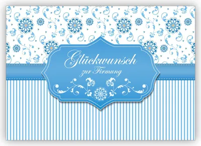 Produktbild von Feine Grußkarte als Gratulation des Firm Kindes mit Blümchen und Streifen: Glückwunsch zur Firmung