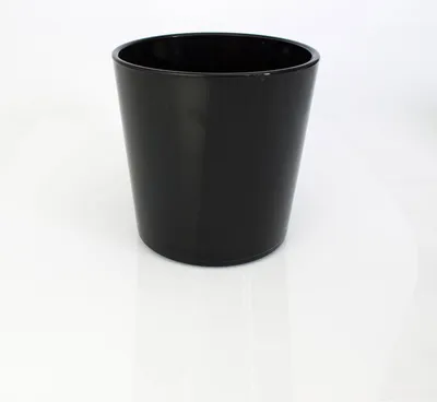 Produktbild von INNA-Glas Großes Glasgefäß - Blumentopf Alena, schwarz, 19cm, Ø 18,5cm - Rundes Glas - Pflanztopf