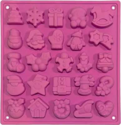 Productafbeelding van Siliconen kerstvorm, 25 stuks, roze, 17,8 x 18,7 x 1,3 cm