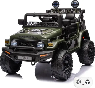 Produktbild von Toyota FJ Cruiser Kinder Elektroauto 12V (1–6 Jahre) – Offiziell Lizenziert, mit Fernbedienung, EVA-Reifen, 2 Motoren & Ledersitz – Kinder Elektrofahrzeug Grün