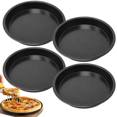 Pizzaplatte Set 4er-Pack, 18 cm, Schwarz, Rund