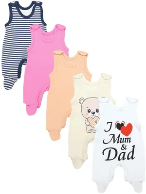 Produktbild von TupTam Unisex Baby Strampler mit Aufdruck 5er Set, Farbe: I love Mum Dad_Bär_Streifen, Größe: 50