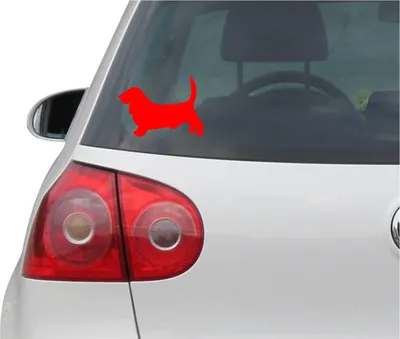 Produktbild von Aufkleber / Autoaufkleber - JDM - Die cut - BASSET Hund - Hund - Decal Sticker - rot - 139mm x101mm