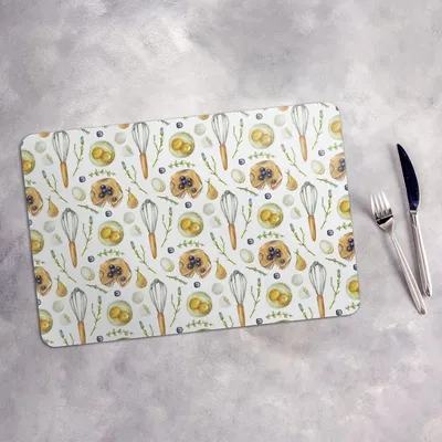 Produktbild von Tischset 4x45x30 cm + 10fi cm Platzset Tischmatte Platzmatte Untersetzer - Platzset Platzdeckchen Platzmatte  Birnen Pfannkuchen Eier Beeren