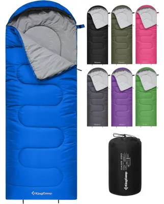 Productafbeelding van Slaapzak voor kamperen, geschikt voor 3-4 seizoenen, waterafstotend, lichtgewicht, kan aan beide kanten worden gekoppeld, blauw, 220x75 cm