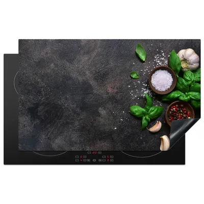 Obrázok produktu pre KitchenYeah® Kryt varnej dosky bylinky - zátišie - betón, 85x52cm, kuchynská dekorácia, keramický kryt varnej dosky, krycia doska na varnú dosku