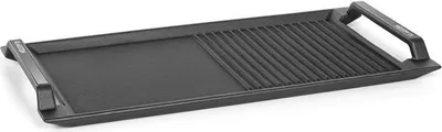 Klarstein Delicatessa - Grill Pan, Grillplatte für Induktionskochfelder, Zubehör, Kochfeld: 43,5 x 23 cm, Halb & Halb: Bratplatte und Grillrippen, Anti-Haft-Beschichtung, Eisen, schwarz