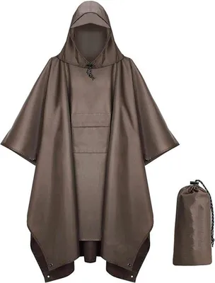 Produktbild von Famanu Regenponcho Wasserdicht mit Zugkordel und Kapuze - Leichter Regenponcho für Erwachsene