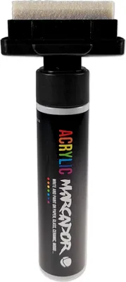 A black acrylic marker with a felt tip is shown against a white background.