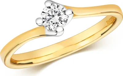 Produktbild von Funkelndes Feuer 9 Karat (375) Gold Solitär Verlobung Diamant Damenring Brillant-Schliff 0.25 Karat H - I1, 55 (17.5); TRS319979KYRSO