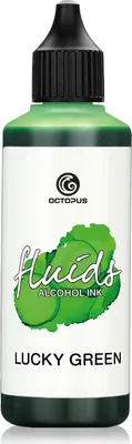 Immagine prodotto di 100 ml Octopus Fluids Alcohol Ink LUCKY GREEN, inchiostro alcolico per Fluid Art e resina, verde