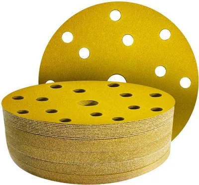Produktbild von Famanu Schleifpapier-Set 80 Stück, 150 mm, 15 Löcher, für Exzenterschleifer, verschiedene Körnungen