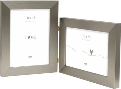 Immagine prodotto di Deknudt S41VD1 Cornice doppia in plastica con profilo a blocchi, argento, per 2 foto 10x15 cm