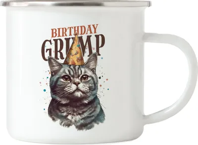 Produktbild von Birthday Grump Emaille Tasse Katzenbesitzer Happy Birthday Lustig Spruch