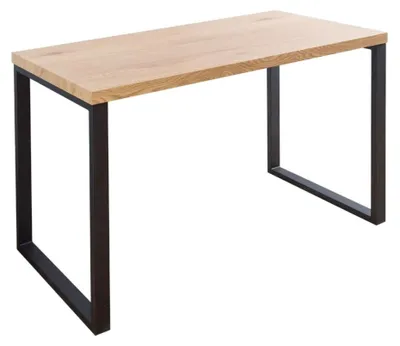 Produktbild von Büro Schreibtisch ZENTOR 128 cm in heller Holzoptik mit U-förmigen schwarzen Metallbeinen – Industriestil