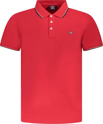 Produktbild von Herren Kurzarm Polo in Rot mit Kontrastdetails und Applikationen