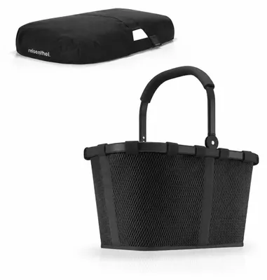 Produktbild von reisenthel Einkaufskorb Tasche Korb carrybag Mesh Black BK7082 + Cover schwarz BP7003