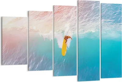 Produktbild von Bild auf Leinwand - Leinwandbild - 5 Teile - Surfen Welle Licht - 150x100cm - Wand Bild - Wanddeko - Wandbilder - Leinwanddruck - Bilder - Wanddekoration - Leinwand bilder - Wandbild - EG150x100-4409