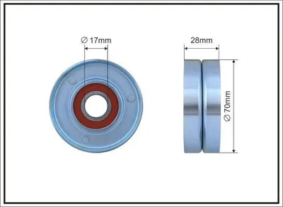 Produktbild von CAFFARO 332-99 Spannrolle Keilrippenriemen 70mm für HYUNDAI i30 (FD) i30 CW (FD) GETZ (TB) TUCSON (JM) SANTA FÉ II (CM)