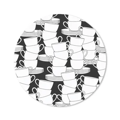 Produktbild von MuchoWow® Mauspad Mousepad Muster - Schwarz und Weiß - Tassen - Tee 20x20 cm - Mousepads - Maus Mat - Pad - Mausunterlage - Schreibtischmatte