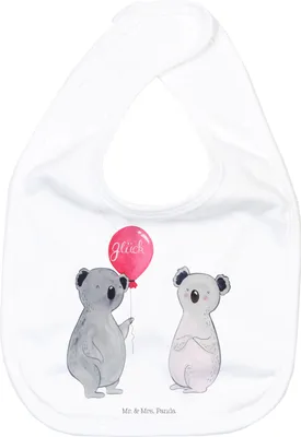 Produktbild von Mr. & Mrs. Panda Lätzchen Koala Luftballon - Weiß - Geschenk, Schlabberlatz, Für Babys, Babylätzchen, Geburtstag, Party, Esslätzchen, Sabberlätzchen