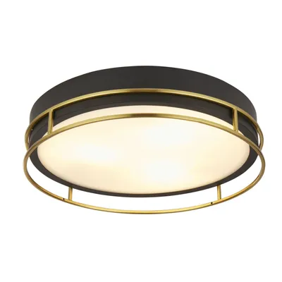 Immagine prodotto di Lampada da soffitto in metallo vetro E14 IP44 Ø 40 cm rotonda in ottone nero a 3 luci moderna