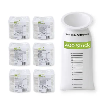 Produktbild von 400x MEDI-INN Spuckbeutel mit Ring, PE Kotztüten mit Mundstück für Erwachsene & Kinder, Brechbeutel verschließbar, Kotzbeutel für Reisen,Auffangbeutel