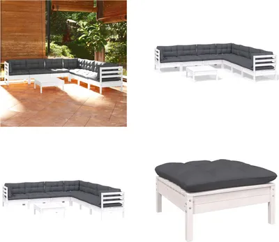 Produktbild von vidaXL 8 tlg. Garten Lounge Set mit Kissen Weiß Kiefer Massivholz - Garten-Lounge-Set - Garten-Lounge-Sets - Gartenmöbel-Set - Gartenmöbel-Sets